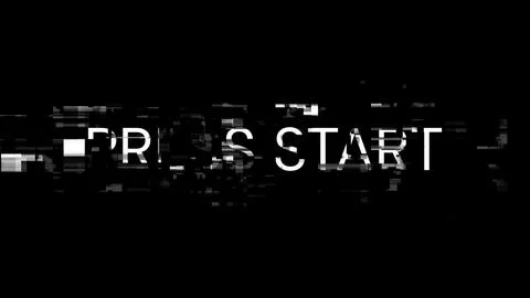 3D rendering press start text with screen effects of technological glitches イラスト素材