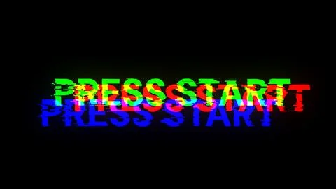 3D rendering press start text with screen effects of technological glitches 스톡 일러스트