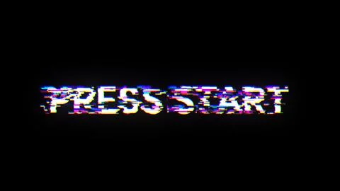 3D rendering press start text with screen effects of technological glitches 스톡 일러스트