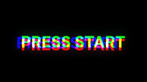 3D rendering press start text with screen effects of technological glitches Stockillustratie