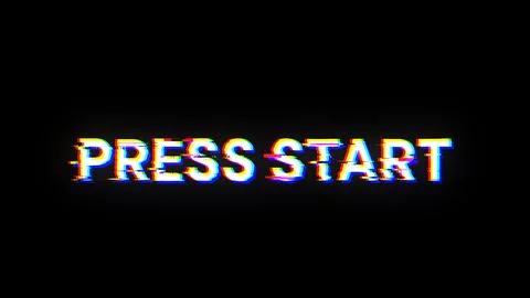 3D rendering press start text with screen effects of technological glitches Stock Illustration