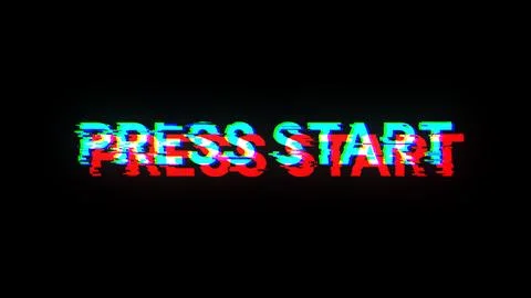 3D rendering press start text with screen effects of technological glitches Stock Illustration