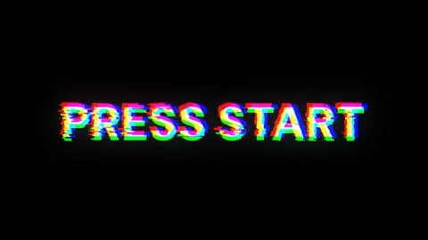 3D rendering press start text with screen effects of technological glitches イラスト素材