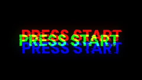 3D rendering press start text with screen effects of technological glitches イラスト素材