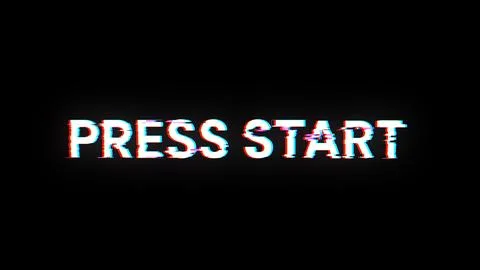 3D rendering press start text with screen effects of technological glitches Stock Illustration