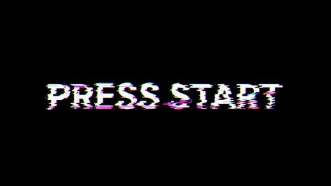 3D rendering press start text with screen effects of technological glitches Stock-Illustration