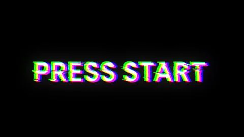 3D rendering press start text with screen effects of technological glitches Stock-Illustration