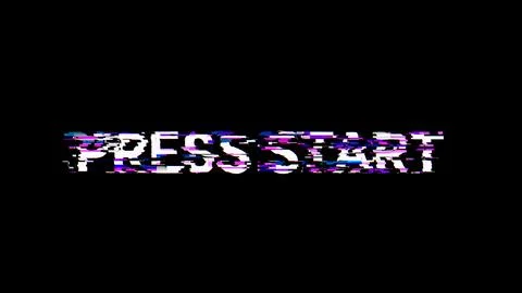 3D rendering press start text with screen effects of technological glitches Illustrazione stock