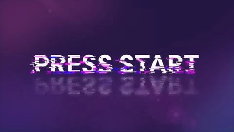3D rendering press start text with screen effects of technological glitches Stock-Illustration