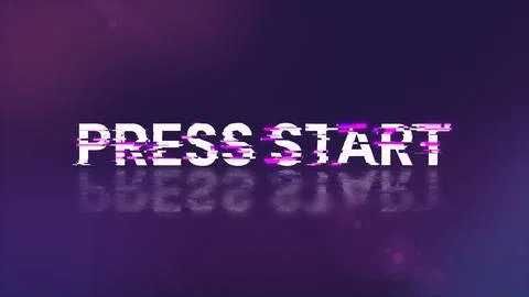 3D rendering press start text with screen effects of technological glitches Stockillustratie