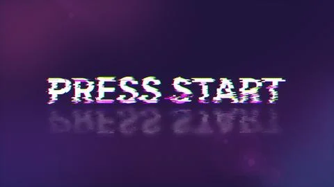 3D rendering press start text with screen effects of technological glitches Stock-Illustration