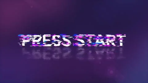 3D rendering press start text with screen effects of technological glitches Stock-Illustration