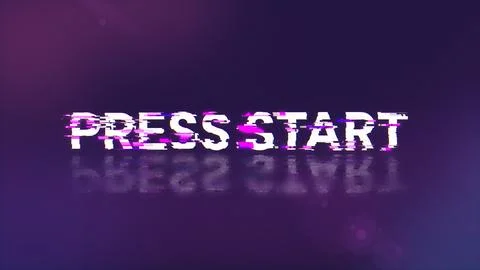 3D rendering press start text with screen effects of technological glitches Stock Illustration