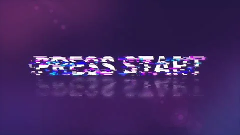 3D rendering press start text with screen effects of technological glitches イラスト素材