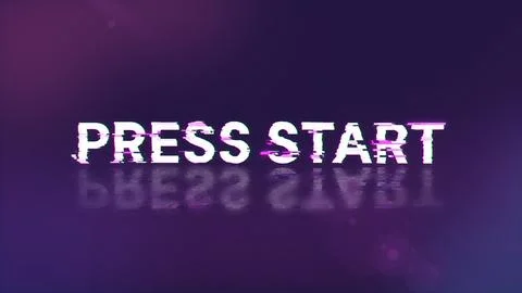 3D rendering press start text with screen effects of technological glitches Stock Illustration