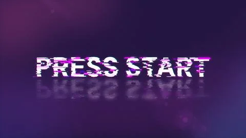 3D rendering press start text with screen effects of technological glitches 스톡 일러스트