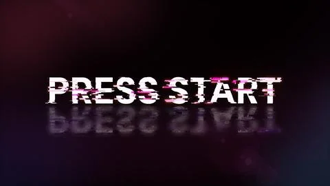 3D rendering press start text with screen effects of technological glitches 스톡 일러스트