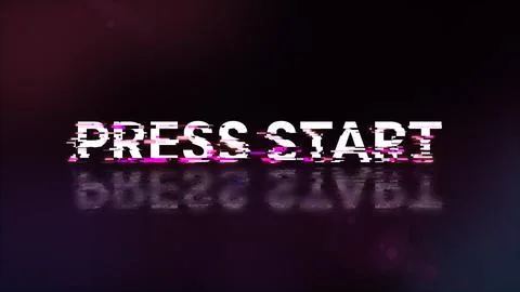 3D rendering press start text with screen effects of technological glitches イラスト素材