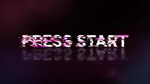 3D rendering press start text with screen effects of technological glitches 스톡 일러스트