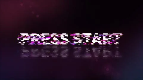3D rendering press start text with screen effects of technological glitches 스톡 일러스트