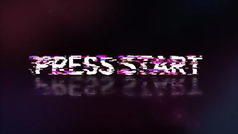 3D rendering press start text with screen effects of technological glitches 스톡 일러스트