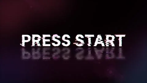 3D rendering press start text with screen effects of technological glitches Stock Illustration