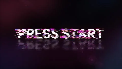 3D rendering press start text with screen effects of technological glitches Stock-Illustration