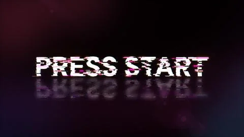 3D rendering press start text with screen effects of technological glitches イラスト素材