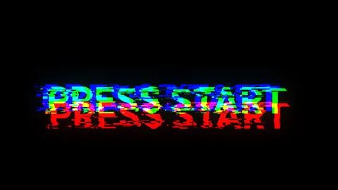 3D rendering press start text with screen effects of technological glitches Stock Illustration
