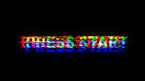 3D rendering press start text with screen effects of technological glitches 스톡 일러스트