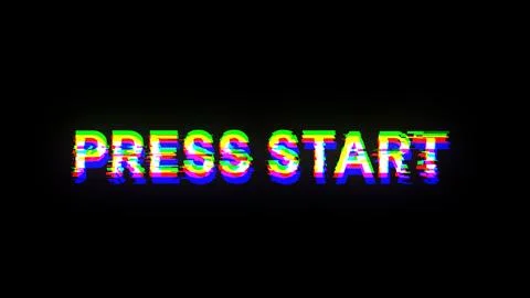 3D rendering press start text with screen effects of technological glitches 스톡 일러스트