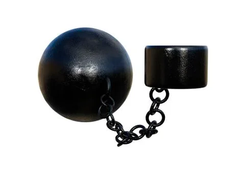 3D Rendering Prisoner Ball and Chain on White Stock Illustration