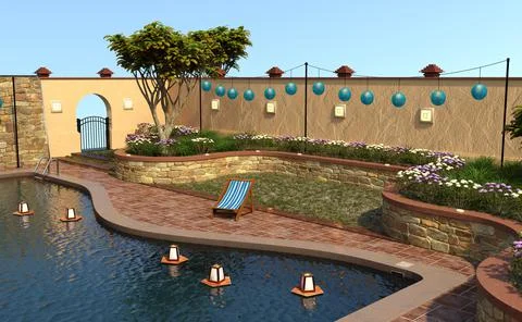 3D Rendering Private Pool Stock Illustration