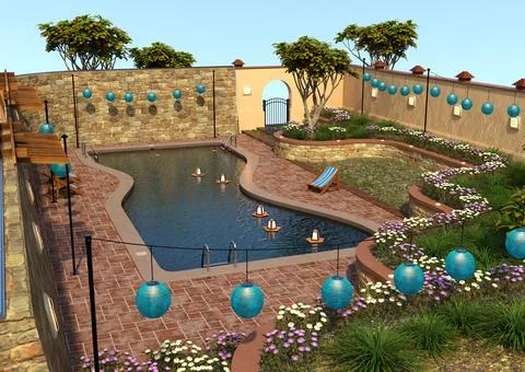 3D Rendering Private Pool Stock Illustration