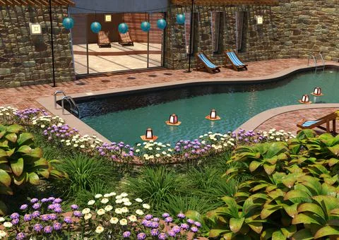 3D Rendering Private Pool Stock Illustration