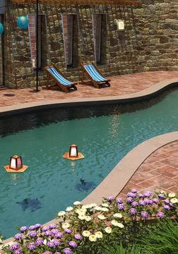 3D Rendering Private Pool Stock Illustration