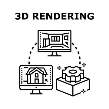 3d rendering process building interior architectural design Illustrazione stock