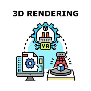 3d rendering process creating virtual reality content 스톡 일러스트