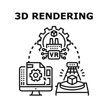 3d rendering process creating virtual reality content Stock Illustration