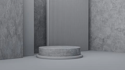 3d rendering product display with gray concrete texture Stock Illustration