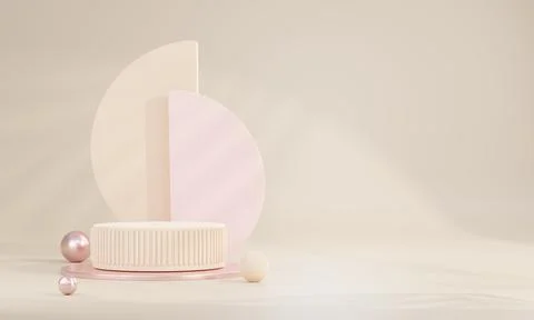 3D rendering Product display podium stand with curtain on Brown background... Stock Illustration