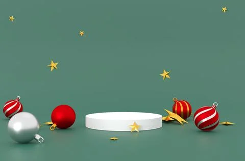 3D rendering  product display stands or stage, with ball and stars model Illustrazione stock