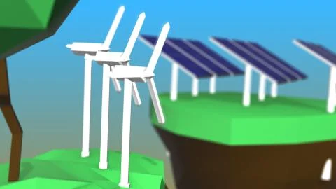 3d rendering of the production of energy from the sun as ecological energy. Ilustración de archivo