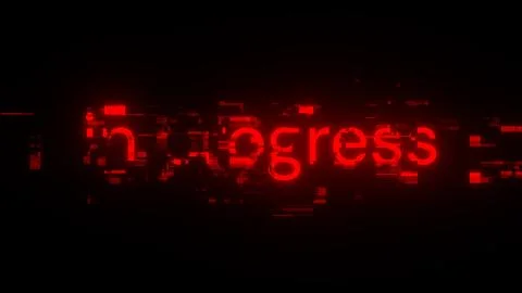 3D rendering in progress text with screen effects of technological glitches Stock Illustration