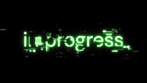 3D rendering in progress text with screen effects of technological glitches Stock Illustration