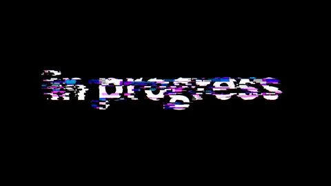 3D rendering in progress text with screen effects of technological glitches Illustrazione stock