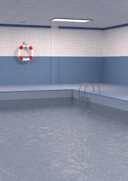 3D Rendering Public Indoor Pool Stock Illustration