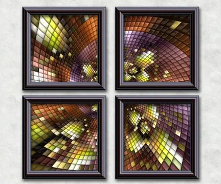 3D rendering puff pixels artwork gallery 스톡 일러스트