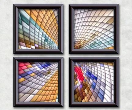 3D rendering puff pixels artwork gallery Illustrazione stock