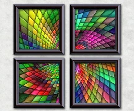 3D rendering puff pixels artwork gallery Illustrazione stock